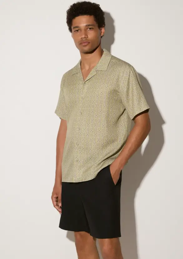 Tamuda TENCEL™ shirt in Pale Olive TENCEL™, studio product shot by Sea You Soon, designed in Greece Tamuda TENCEL™ shirt in Pale Olive TENCEL™, studio product shot by Sea You Soon, Made in Greece